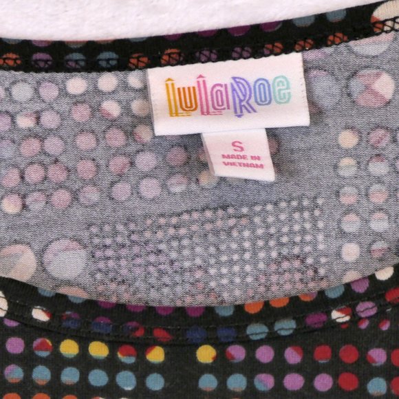 LulaRoe Women's Size S Black - Multicolored Polka Dot IRMA Short Sleeve Tunic - Picture 3 of 5